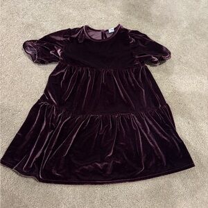 Old Navy Velvet Tiered Dress in Deep Plum